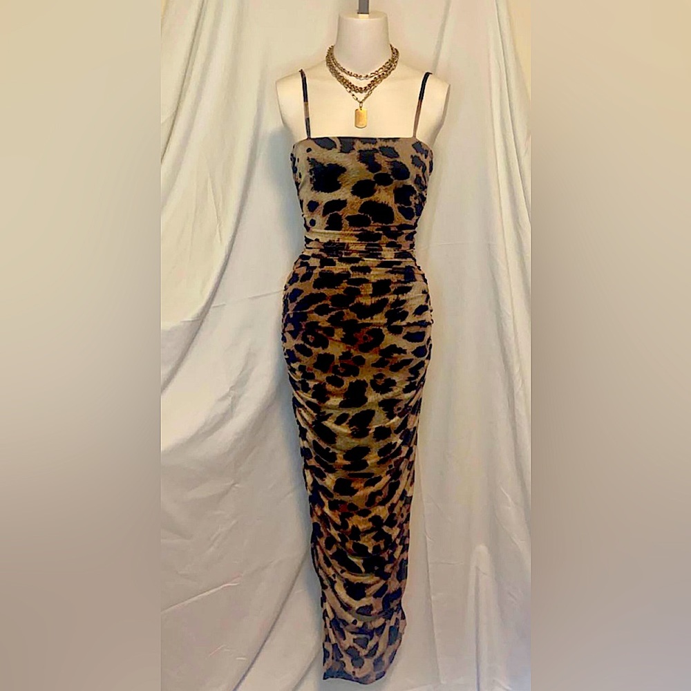 Leopard Print Bodycon Midi Dress